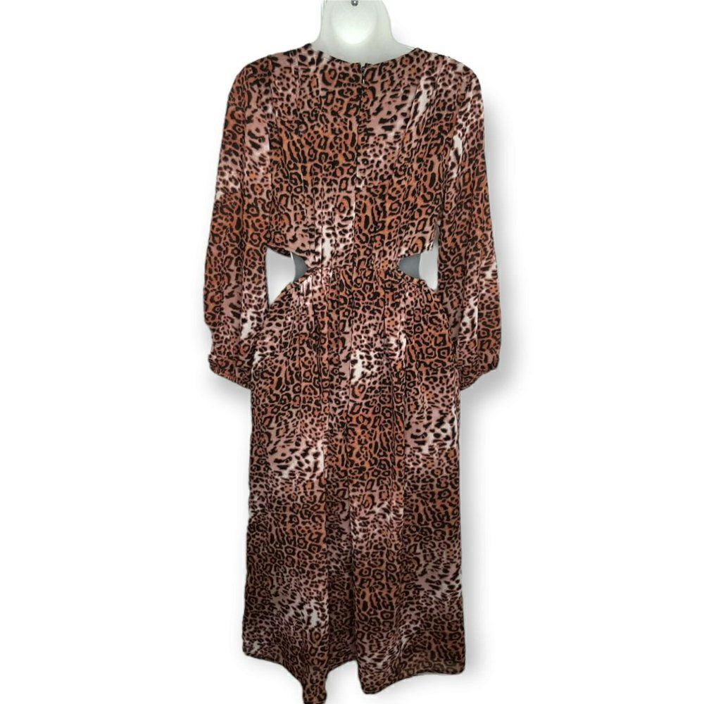 Anthropologie Ranna Gill Motif Leopard Print Cutout Midi Dress sz S NWT - Picture 6 of 9